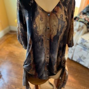 IDI Fashion - Retro Tie Dye, Ruffled Short Sleeve dress.